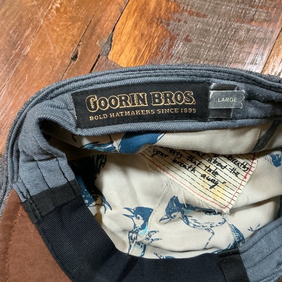 Goorin Bros Gray Wool Blend Newsboy Cap Brown Suede Brim Size Large - Picture 2 of 4